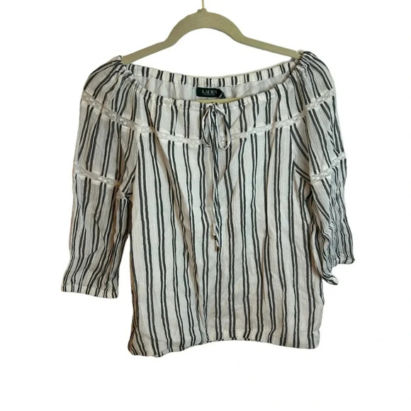 NWT RALPH LAUREN STRIPED OFF SHOULDER BLOUSE - Picture 1 of 4